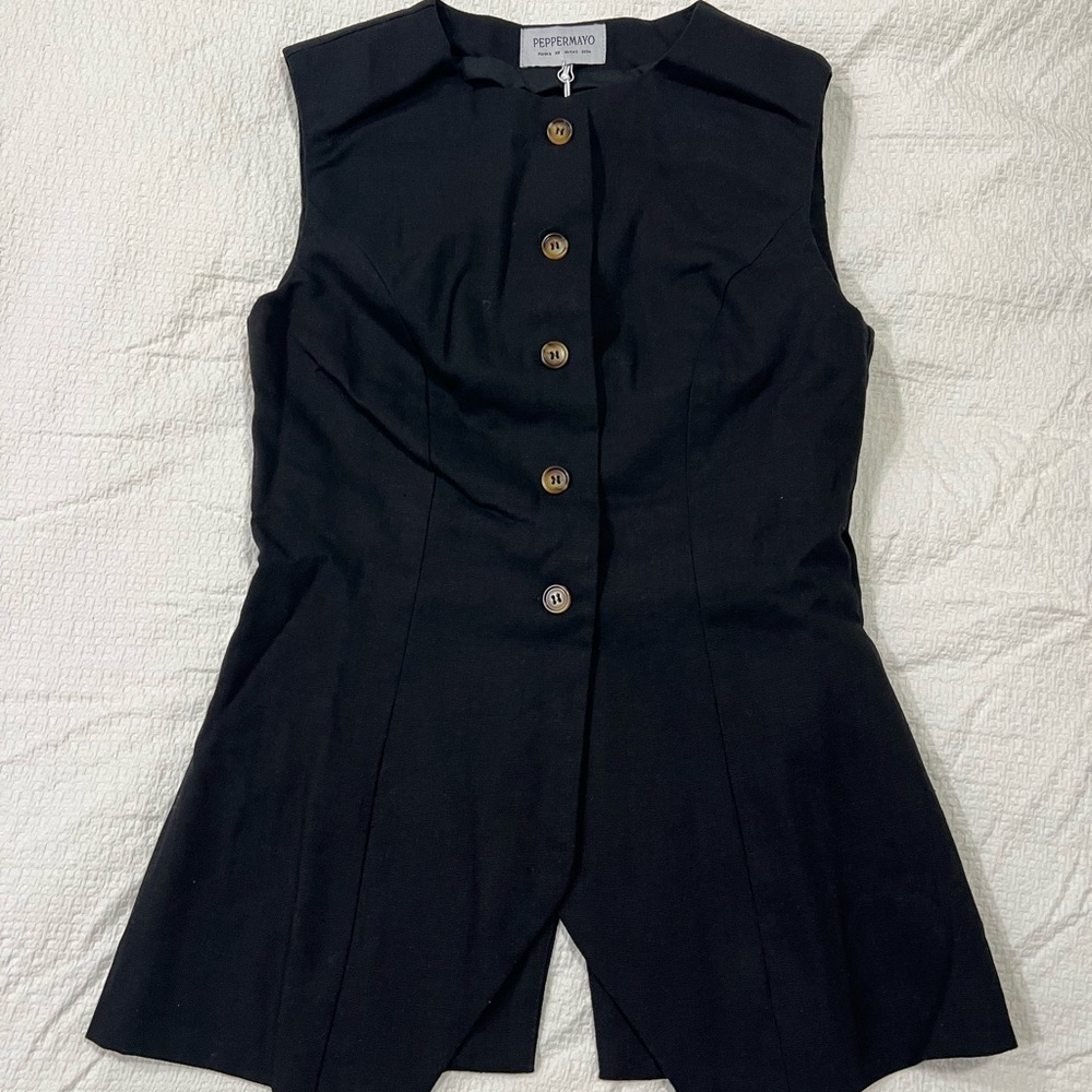 Peppermayo Charcoal Button-Up Vest